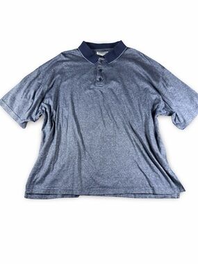 Tehama Mens XXL Polo Shirt Navy Blue Striped Double Mercerized Cotton Golf Top